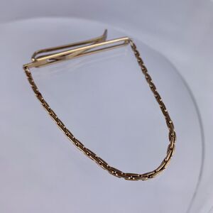 C Link Chain 16k Gold Plated Tie Clip Bar Kreisler Retro Formal Vintage O1